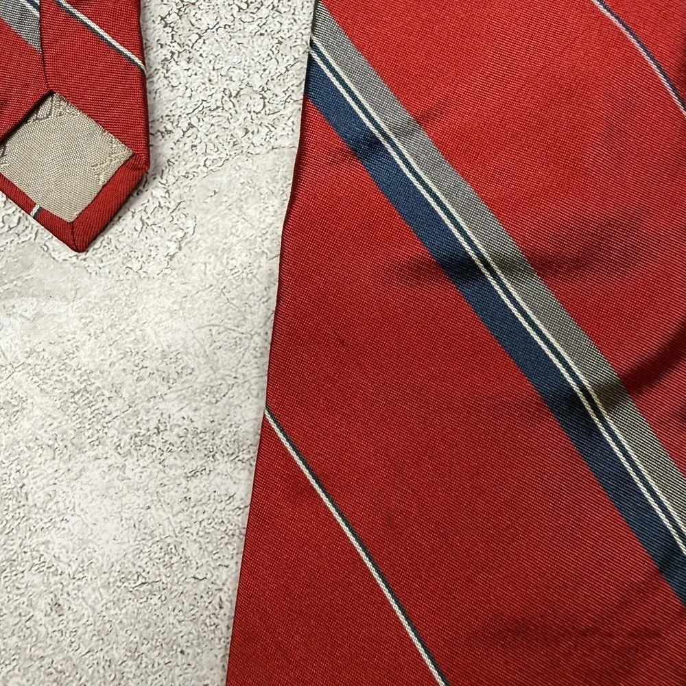 Christian Dior Silk Tie Mens One Size Red Striped Made In‎ Italy Necktie